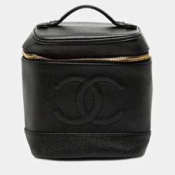 مملوكة مسبقًا حقيبة شانيل فانيتي كافيار سوداء CC