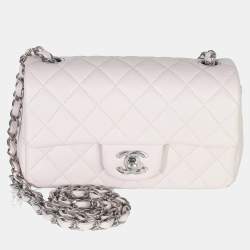 Pre Owned Chanel Rectangle Mini Flap Clair Quilted Lambskin Bag