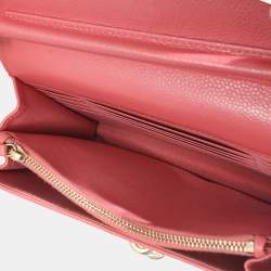 Pre Owned Chanel Golden Class Square Pink Iridescent Quilted Grained Calfskin Leather Wallet on Chain Bag