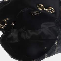 Pre Owned حقيبة شانيل سلسلة شيفرون صغيرة قلاب حرير أسود بترتر