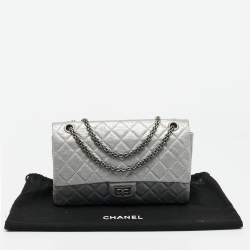 Pre Owned Chanel Reissue 2.55 226 Grey Quilted Aged Leather Flap Bag