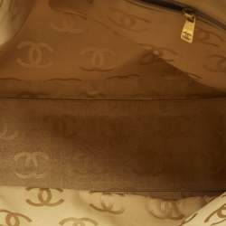 Pre Owned حقيبة تسوق شانيل سي سي جلد محبوك كريمي مخيط بحياكة برية