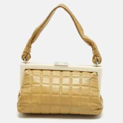 Pre Owned Chanel Tan Chocolate Bar Leather Frame Bag