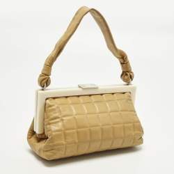 Pre Owned Chanel Tan Chocolate Bar Leather Frame Bag