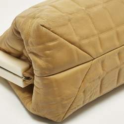 Pre Owned Chanel Tan Chocolate Bar Leather Frame Bag