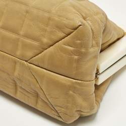 Pre Owned Chanel Tan Chocolate Bar Leather Frame Bag