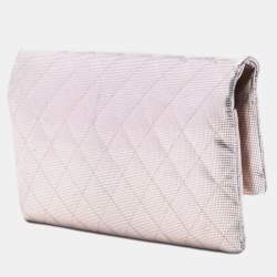 مملوكة مسبقًا حقيبة كلتش شانيل قابلة للطي جمال تأثير بكسل جلد عجل مبطنة وردية