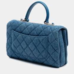 Pre Owned Chanel Blue Medium Denim Trendy CC Top Handle Bag