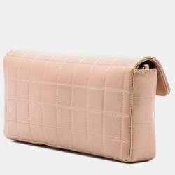 Pre Owned Chanel Brown CC Choco Bar Lambskin East West Flap