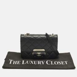Pre Owned Chanel Beauty Lock Small Black Quilted Leather Flap Bag