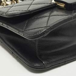Pre Owned Chanel Beauty Lock Small Black Quilted Leather Flap Bag