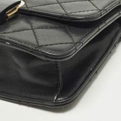 Pre Owned Chanel Beauty Lock Small Black Quilted Leather Flap Bag
