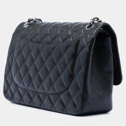 مملوكة مسبقًا Chanel Black Jumbo Classic Caviar Double Flap