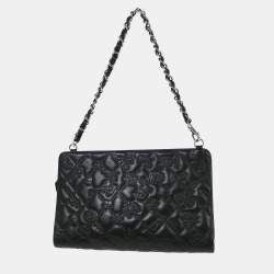 Pre Owned Chanel Lucky Symbol Black Lambskin Leather Shoulder Bag