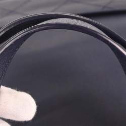 Pre Owned Chanel Coco Eyelets Large Navy Calfskin Leather Shopping Tote Bag