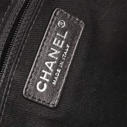 Pre Owned Chanel Coco Eyelets Large Navy Calfskin Leather Shopping Tote Bag