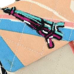 Pre Owned حقيبة كتف رفرف مفردة شانيل خريطة باريس قماش وردي