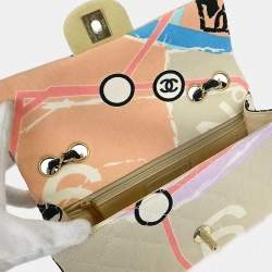 Pre Owned حقيبة كتف رفرف مفردة شانيل خريطة باريس قماش وردي