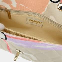 Pre Owned حقيبة كتف رفرف مفردة شانيل خريطة باريس قماش وردي