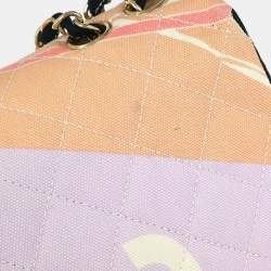 Pre Owned حقيبة كتف رفرف مفردة شانيل خريطة باريس قماش وردي