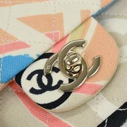 Pre Owned حقيبة كتف رفرف مفردة شانيل خريطة باريس قماش وردي