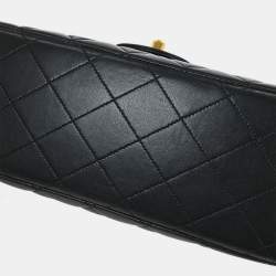 Pre Owned Chanel Double Sided Flap Black Lambskin Leather Shoulder Bag