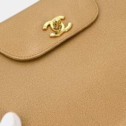 Pre Owned Chanel Beige Calfskin Leather Shoulder Bag