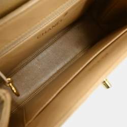Pre Owned Chanel Beige Calfskin Leather Shoulder Bag