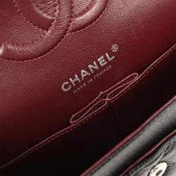 Pre Owned Chanel Black Calfskin Medium Classic Double Flap Shoulder Bag