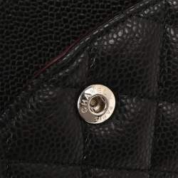 Pre Owned Chanel Black Calfskin Medium Classic Double Flap Shoulder Bag