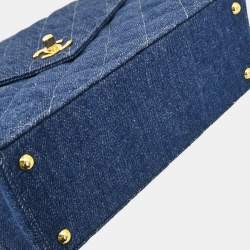 Pre Owned حقيبة يد علوية شانيل بنيم أزرق