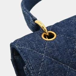 Pre Owned حقيبة يد علوية شانيل بنيم أزرق