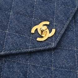 Pre Owned حقيبة يد علوية شانيل بنيم أزرق