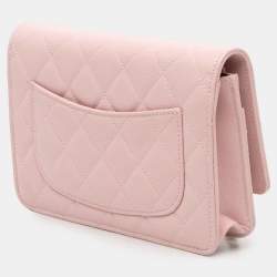 مملوكة مسبقًا محفظة شانيل CC وردية مبطنة كافيار على سلسلة