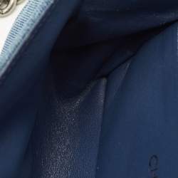 Pre Owned Chanel Boy Blue Small Quilted Denim Flap Bag