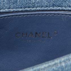 Pre Owned Chanel Boy Blue Small Quilted Denim Flap Bag