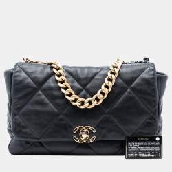Pre Owned Chanel Black Maxi Lambskin 19 Flap