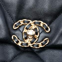 Pre Owned Chanel Black Maxi Lambskin 19 Flap