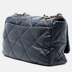 Pre Owned Chanel Black Maxi Lambskin 19 Flap