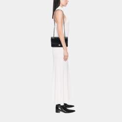 Pre Owned حقيبة كتف شانيل متوسطة كلاسيكية سوداء جلد كافيار مزدوجة فلاب