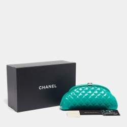 Pre Owned Chanel Timeless Green Quilted Patent Leather Clutch
