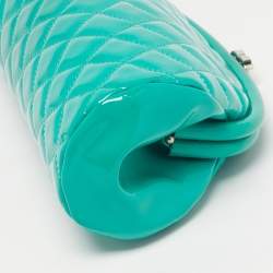 Pre Owned Chanel Timeless Green Quilted Patent Leather Clutch