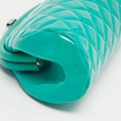 Pre Owned Chanel Timeless Green Quilted Patent Leather Clutch