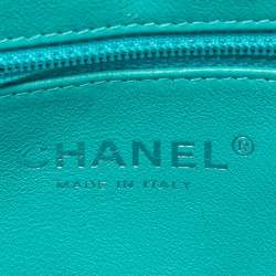 Pre Owned Chanel Timeless Green Quilted Patent Leather Clutch