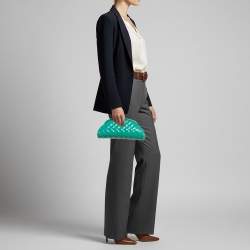 Pre Owned Chanel Timeless Green Quilted Patent Leather Clutch