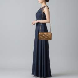 Pre Owned Chanel Boy Medium Metallic Quilted Leather Flap Bag