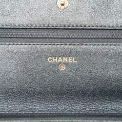 Pre Owned Chanel Black Quilted Calfskin Boy Wallet on Chain