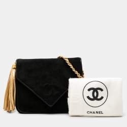Pre Owned Chanel Black CC Suede Tassel Crossbody
