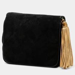 Pre Owned Chanel Black CC Suede Tassel Crossbody