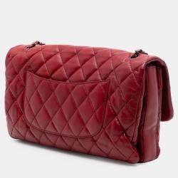 مملوكة مسبقًا Chanel Red Maxi Lambskin 3 Accordion Flap